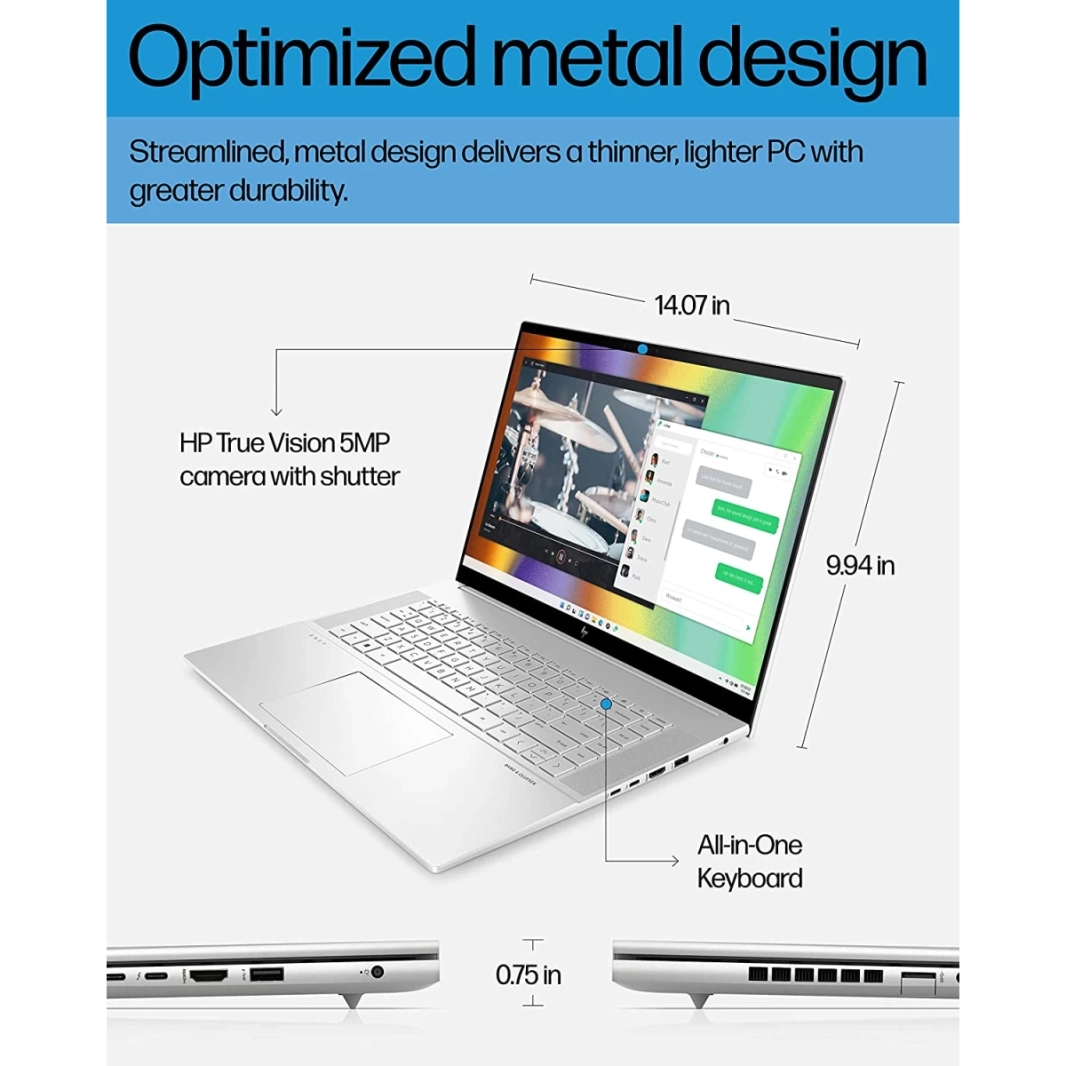 HP ENVY 16 (2022) 16-h0000ne ​​جديد معالج Intel Core i9 من الجيل الثاني عشر 14 نواة مع شاشة RTX 3060 و2K sRGB 100% 120Hz