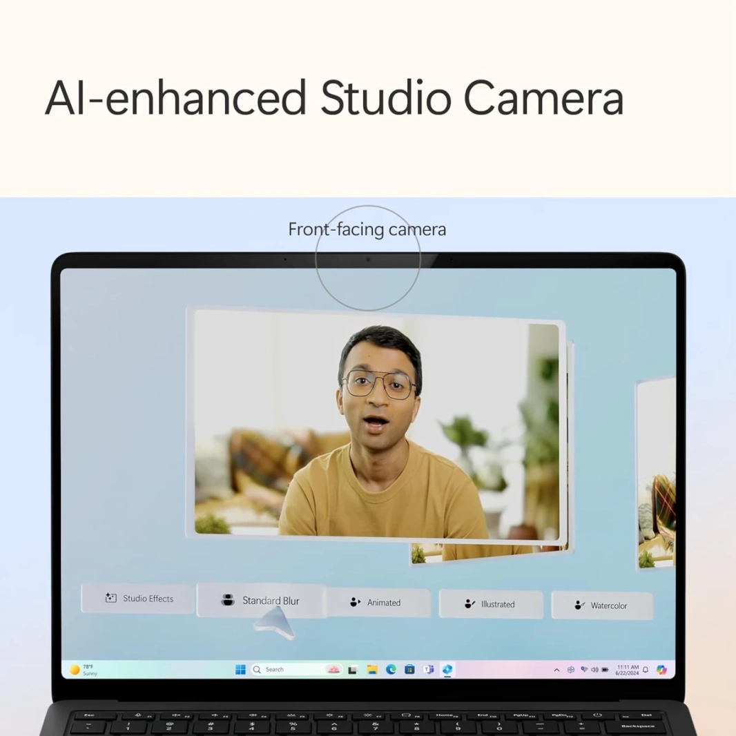 كمبيوتر Microsoft Surface Laptop Copilot+ PC الجديد (الإصدار السابع) 2024 Snapdragon X Plus 10-Cores AI-Accelerated تصميم أنيق وعصري مع شاشة 2.3K 120Hz - أسود