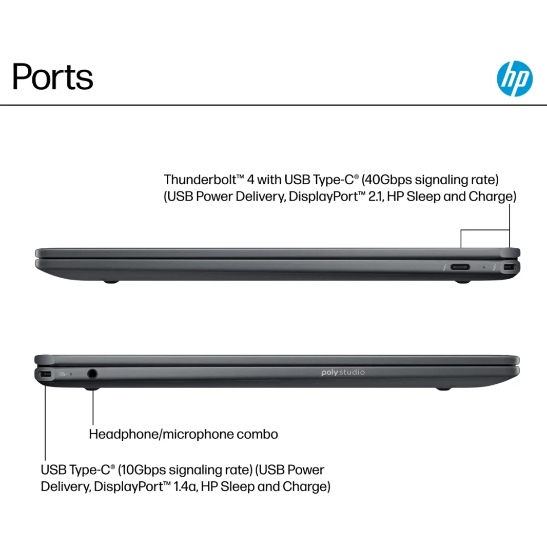 HP OmniBook Ultra Flip (2024) 14-fh0004ne جديد Intel Core Ultra 9 Gen II 288V EVO Next Gen AI مع شاشة OLED 2.8K 120Hz 360° تعمل باللمس - أزرق سماوي