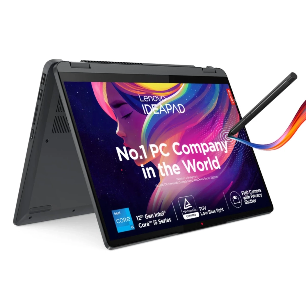 جهاز Lenovo Flex 5 الجديد من الجيل الثاني من معالج Intel Core i7 10-Cores 2 في 1 بتصميم أنيق وديناميكي مع شاشة تعمل باللمس بزاوية 360 درجة - رمادي عاصف