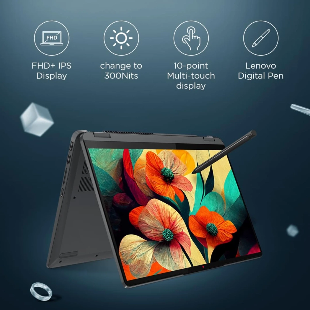 جهاز Lenovo NEW Flex 5 (2023) 12Gen Intel Core i7 10-Cores 2-in-1 بتصميم أنيق وديناميكي مع شاشة تعمل باللمس بزاوية 360 درجة - Storm Grey