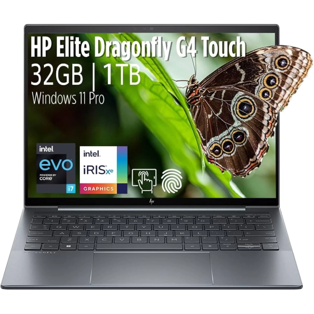 كمبيوتر محمول HP Dragonfly G4 (2023) الجديد بمعالج Intel Core i7 من الجيل الثالث عشر وبطارية فائقة الخفة وطويلة العمر مع ذاكرة DDR5 وشاشة تعمل باللمس - أزرق داكن