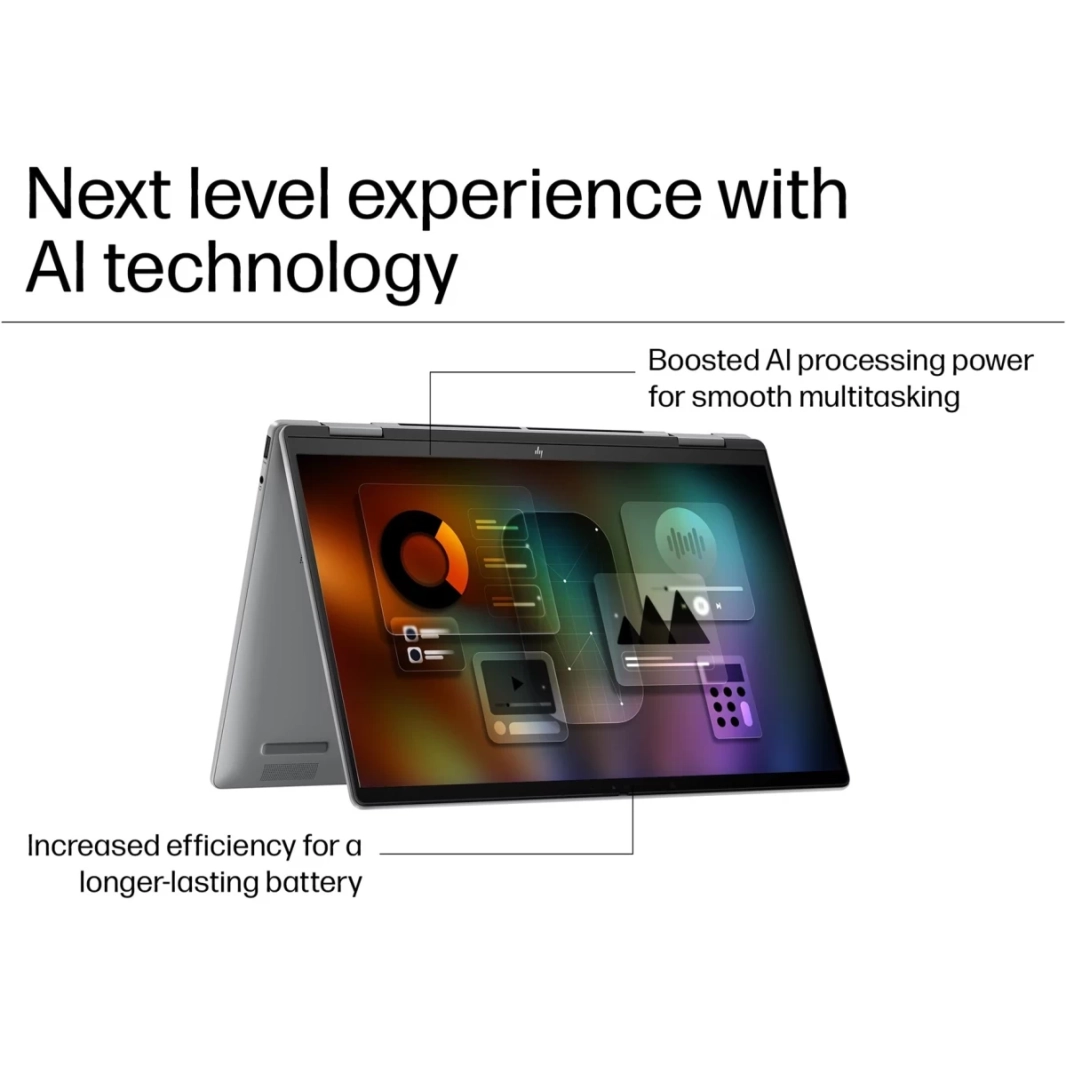 HP Envy X360 14 (2024) 14-es1013dx شاشة تعمل باللمس 2 في 1 بمعالج Intel Core Ultra 5 معزز بالذكاء الاصطناعي 10 أنوية - فضي