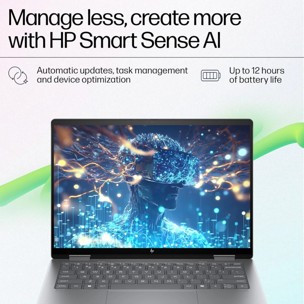 HP Envy X360 14 (2024) 14-es1013dx شاشة تعمل باللمس 2 في 1 بمعالج Intel Core Ultra 5 معزز بالذكاء الاصطناعي 10 أنوية - فضي