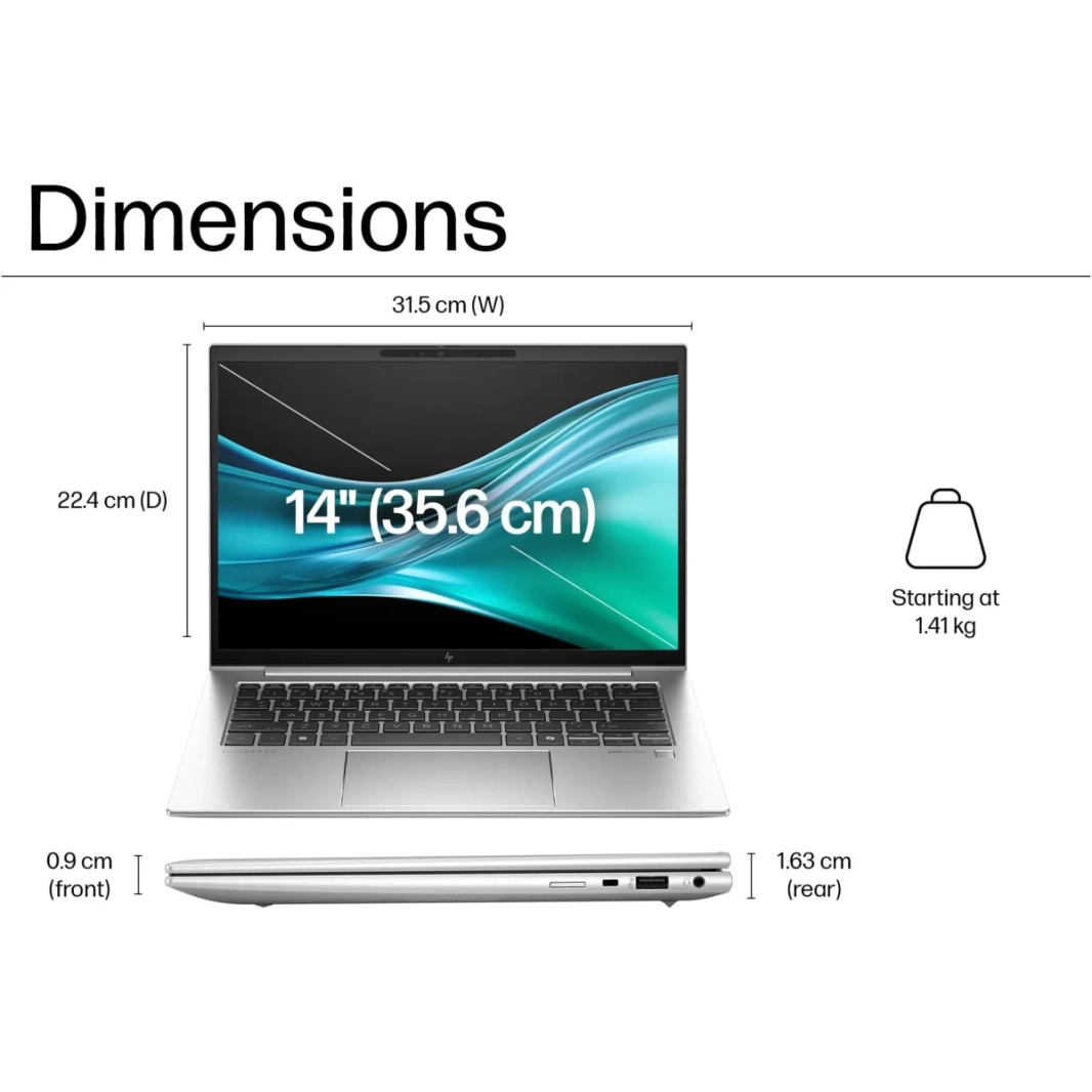 HP EliteBook 840 G11 (2024) الجديد Intel Core Ultra 7 10-Cores AI-Enhanced خفيف وقوي للأعمال التجارية الآمنة - فضي