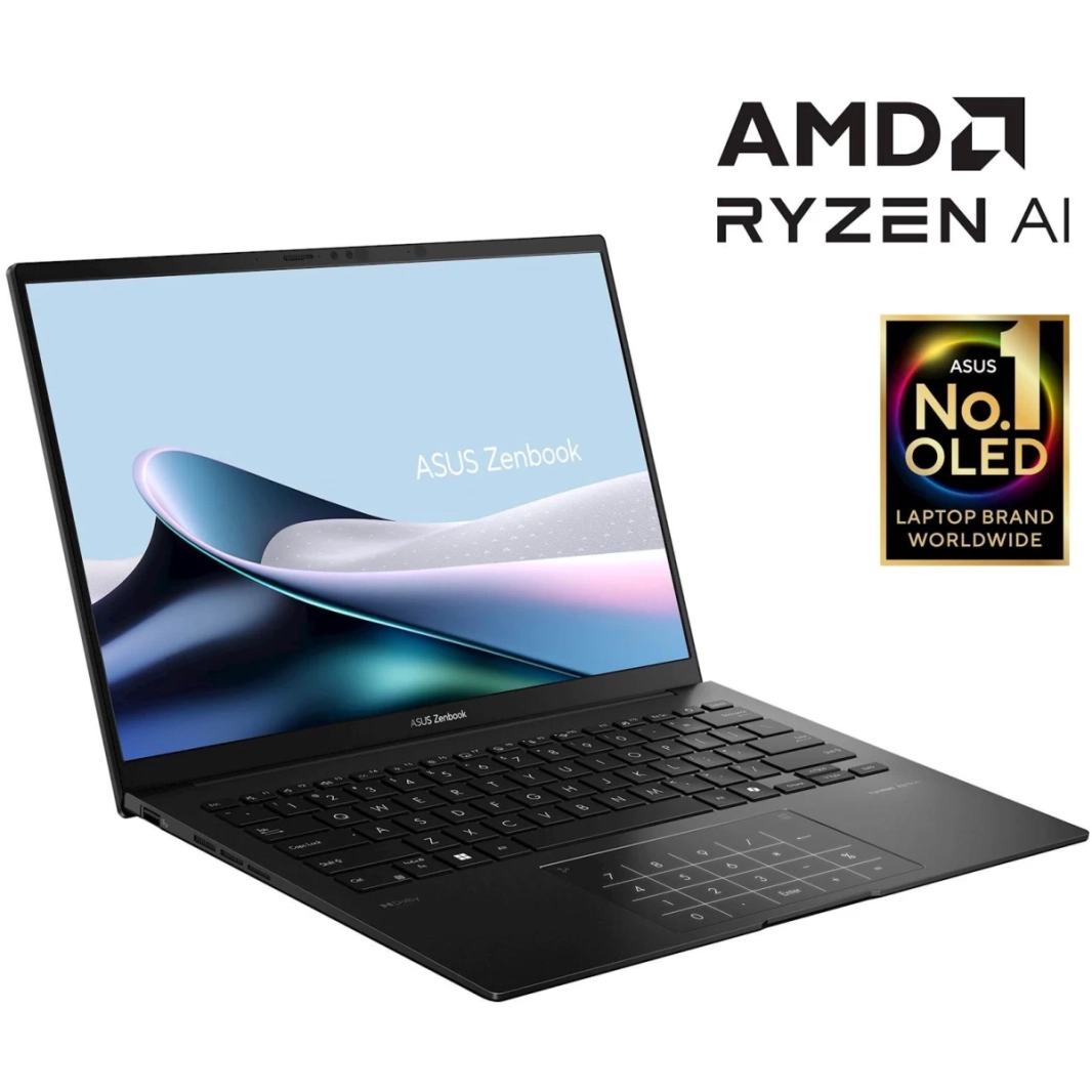 ASUS Zenbook 14 OLED (2024) UM3406HA جديد من الجيل الثامن معالج AMD Ryzen 7 8840HS ثماني النواة رفيع وخفيف الوزن مع AMD Ryzen™ AI وشاشة OLED وعمر بطارية يدوم طوال اليوم