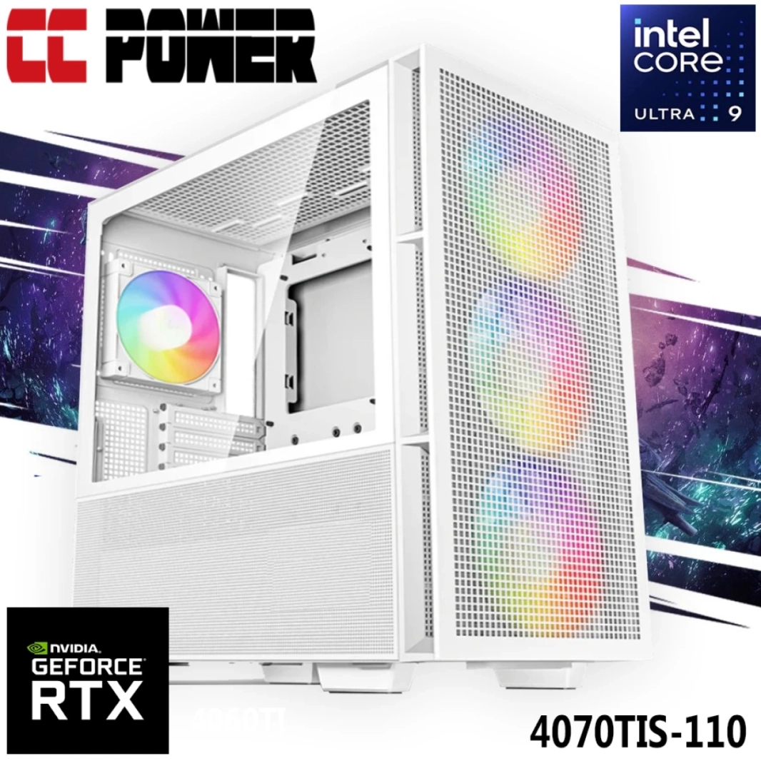 كمبيوتر ألعاب CC Power 4070TIS-110 جديد بمعالج Intel Core Ultra 9 K-Series 24-Cores مع Nvidia RTX 4070TI Super 16GB ومبرد سائل