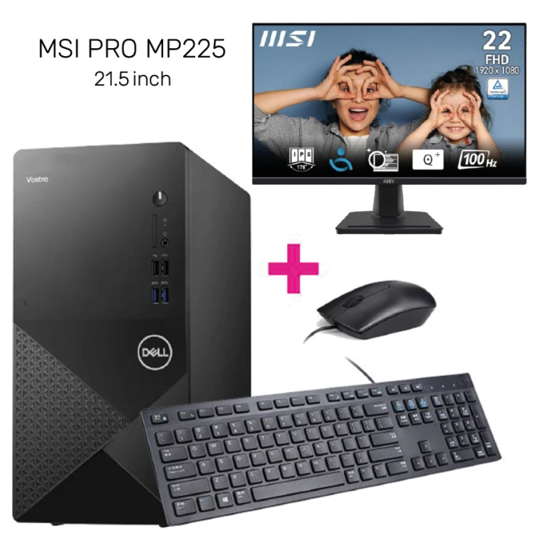 Dell Vostro 3910-Core i5 12th Generation  |  8GB RAM & 512 SSD Without DVD/RW  (Wireless- Bluetooth Integrated) with MSI PRO MP225 21.5 Inch Full HD Office Monitor