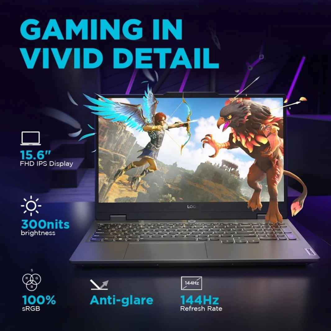 معالج AMD Ryzen 7 7435HS من Lenovo LOQ، شريحة Ai: LA1، NVIDIA GeForce RTX™ 4060، 8GB، 15.6 بوصة، FHD، معدل تحديث 144 هرتز - لونا جراي