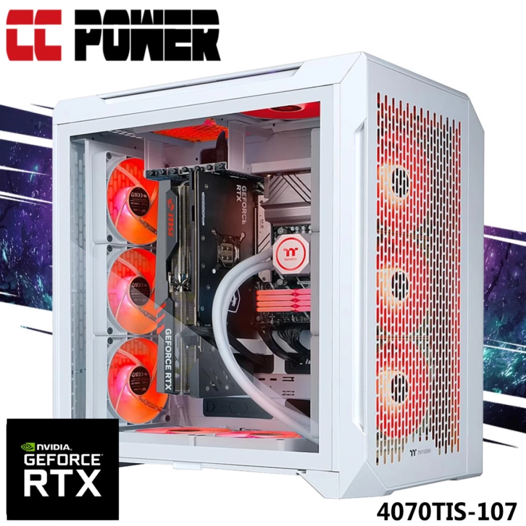 محطة عمل CC Power 4070TIS-107 AMD Ryzen Threadripper Pro 16-Cores مع Nvidia RTX 4070TI SUPER 16GB ومبرد سائل