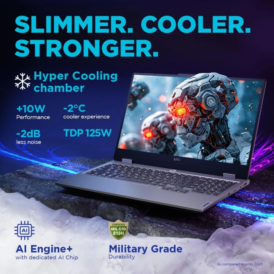 معالج AMD Ryzen™ 5 7235HS من Lenovo LOQ بتردد يصل إلى 4.2 جيجاهرتز وبطاقة رسوميات NVIDIA GeForce RTX™ 3050 سعة 6 جيجابايت وشاشة FHD مقاس 15.6 بوصة ومعدل تحديث 144 هرتز - لونا جراي
