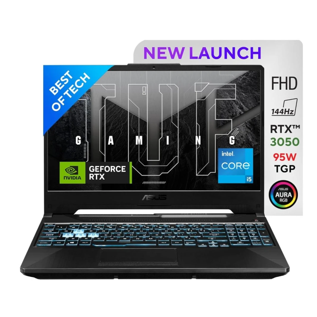 كمبيوتر محمول ASUS TUF Gaming F17 بمعالج Intel® Core™ i5-12500H وبطاقة NVIDIA® GeForce RTX™3050 سعة 4 جيجابايت GDDR6 وشاشة 17.3 بوصة FHD مضادة للتوهج وتردد 144 هرتز - MECHA GRAY