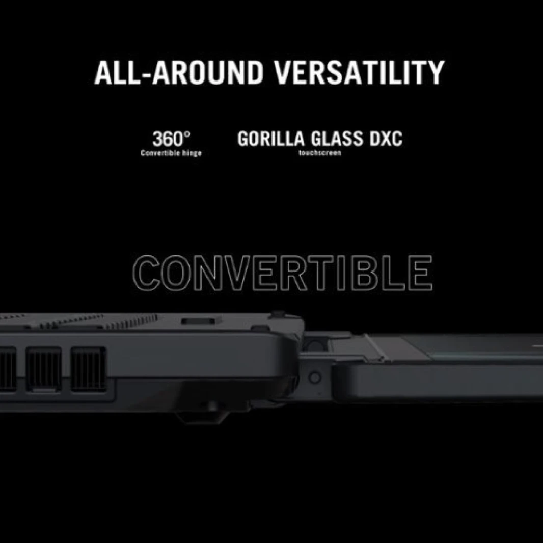 كمبيوتر محمول ASUS ROG Flow X16 معالج Intel® Core™ i9-13900H من الجيل الثالث عشر، 14 نواة، وحدة معالجة الرسوميات NVIDIA® GeForce RTX™ 4070، 321 AI TOPs، شاشة ROG Nebula تعمل باللمس 360° QHD+ بمعدل تحد