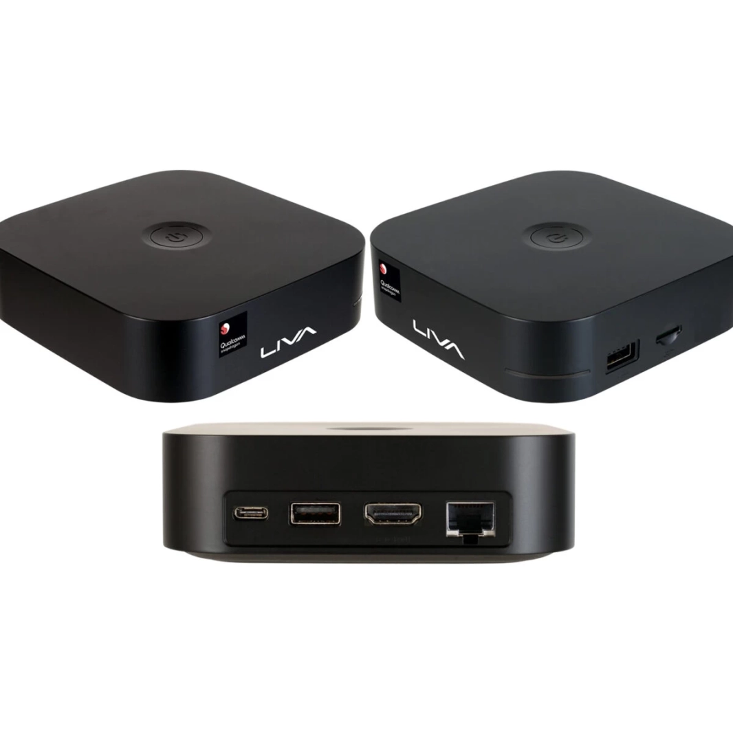 جهاز ECS ELITEGROUP DHF-01846 LIVA Mini Box QC710 Desktop Qualcomm Snapdragon SC7180 8-Cores للمنزل والأعمال