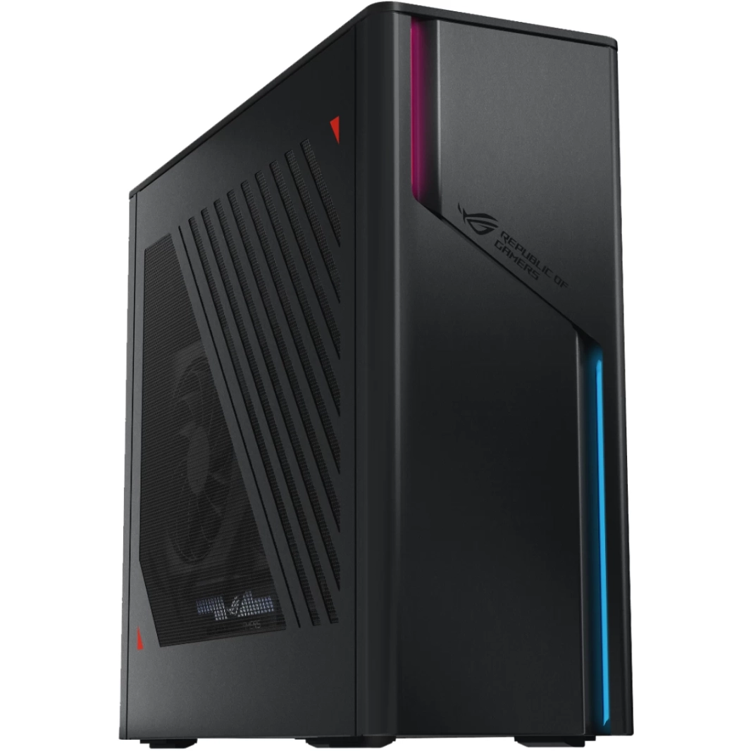 كمبيوتر مكتبي صغير الحجم للألعاب من ASUS ROG G22CH (2023) بمعالج Intel Core i9 من الجيل الرابع و24 نواة مع بطاقة رسومات Nvidia RTX 4070 سعة 12 جيجابايت ومبرد سائل
