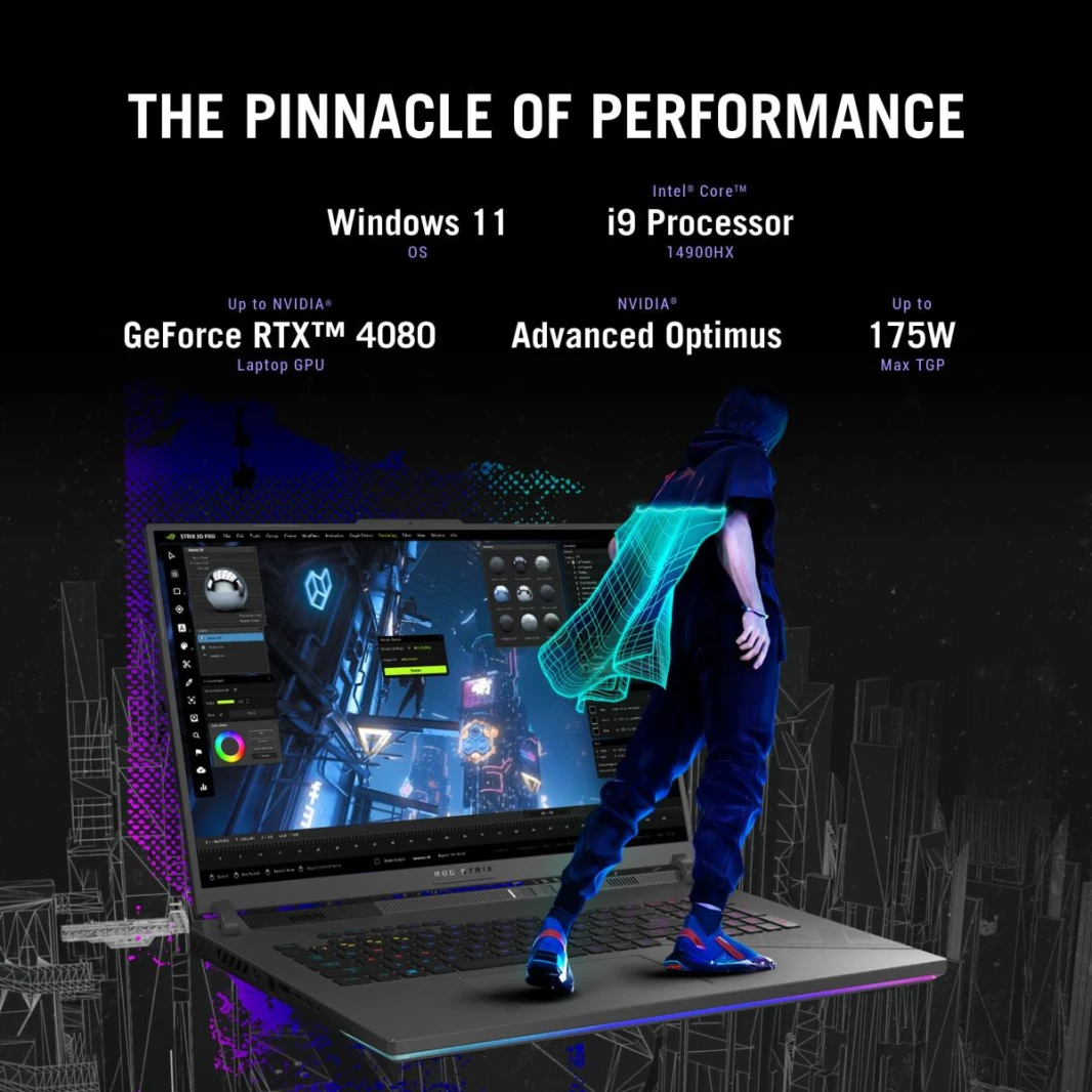 كمبيوتر محمول جديد للألعاب 2024 ASUS ROG Strix G16، Intel Core i7-13650HX RTX™ 4050 6GB DDR6 16GB DDR5 16" FHD+ 165Hz | Eclipse Grey "ماوس ROG Impact Gaming Mouse ROG backpack"