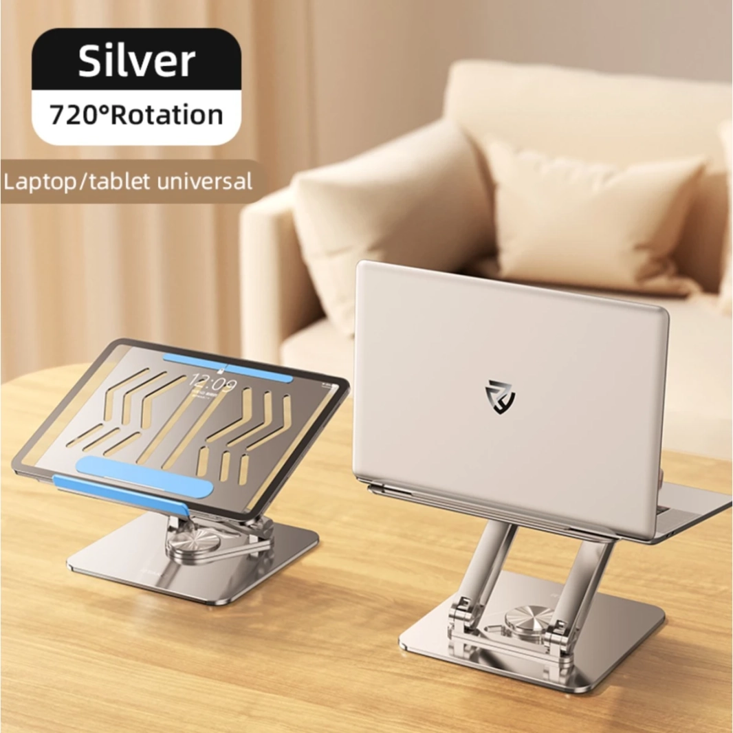 RTAKO RS-CP84S Laptop Stand 3-Level Adjustable Laptop Stand With 360 3D Roating Base - Silver