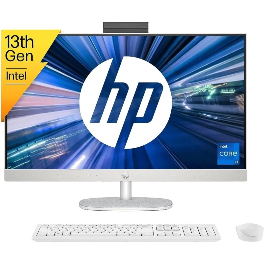 كمبيوتر HP 24-cr0020ne (2023) الكل في واحد، معالج Intel Core i7 من الجيل الثالث، 10 أنوية، شاشة تعمل باللمس مقاس 24 بوصة ونظام تشغيل Windows 11 - أبيض