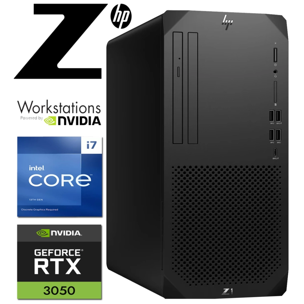 محطة عمل HP Z1 G9 (2023) Intel Core i7 من الجيل الثالث 16-Cores للتصميم والتحرير وحتى الألعاب مع Nvidia RTX 3050 6GB - أسود