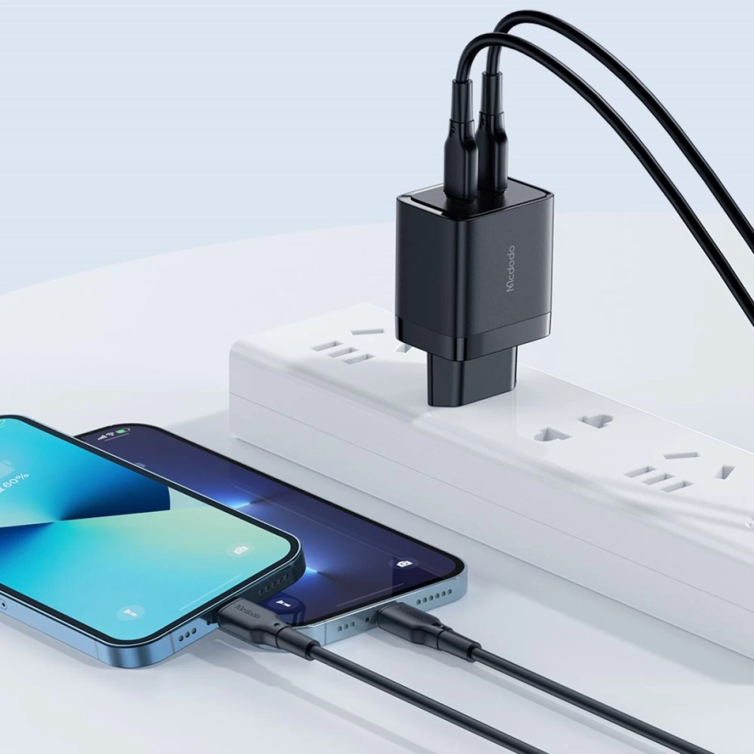 Mcdodo CH-2501 40W GAN Fast Charging Adapter with 2xType-C Input- (Black)