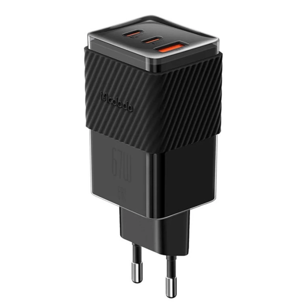 شاحن Mcdodo CH-1501 67W GaN 5 Mini السريع بمدخلين USB وType-C 2x (أسود)