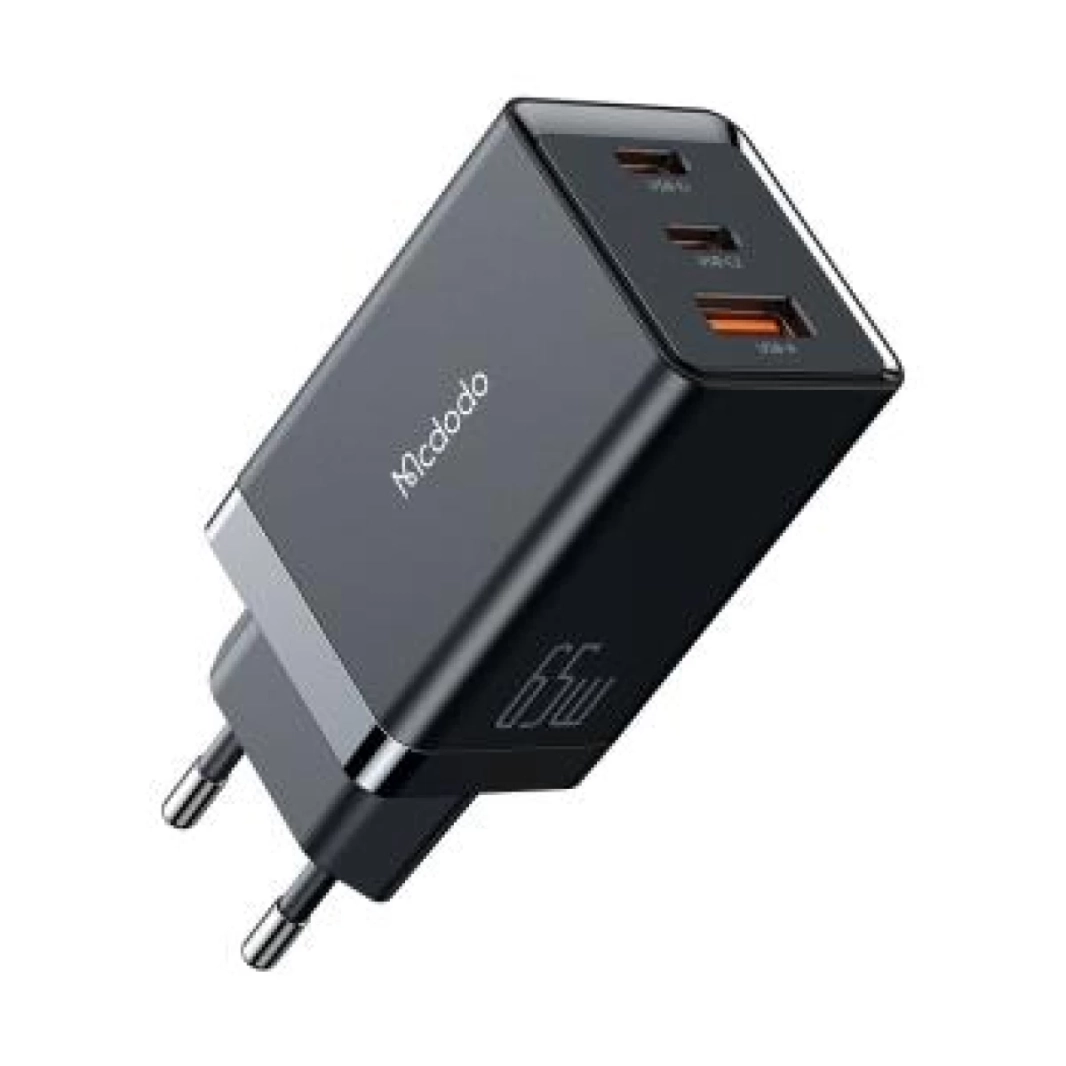 شاحن Mcdodo CH-1540 GaN5 PRO صغير 65 وات بمخرجين USB-C PD USB-A سريع