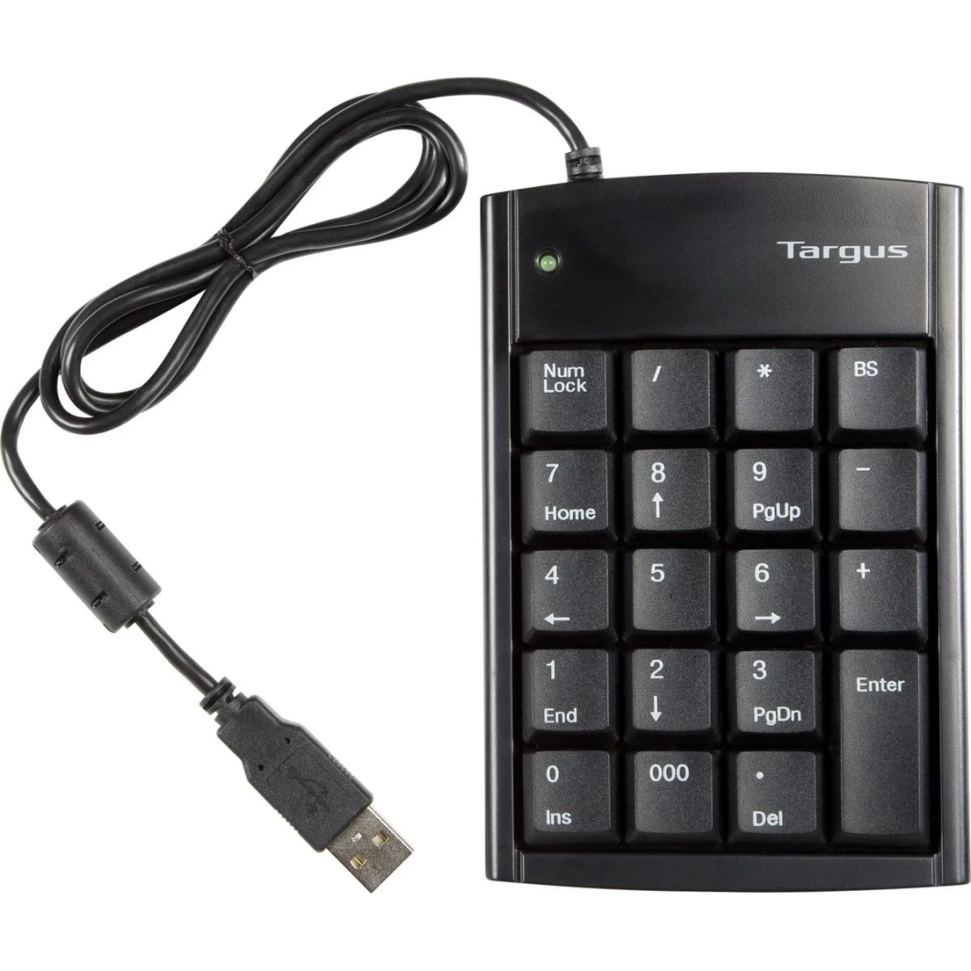 Targus Ultra Mini USB Keypad with USB Port Connector True Plug-and-Play Device Connects with Laptop Desktop & Other Devices - Black