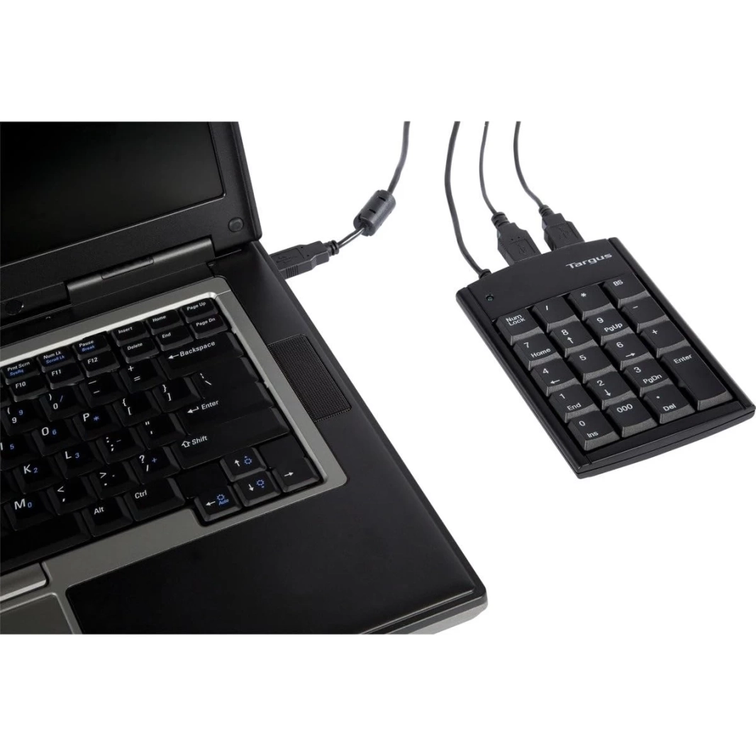 Targus Ultra Mini USB Keypad with USB Port Connector True Plug-and-Play Device Connects with Laptop Desktop & Other Devices - Black