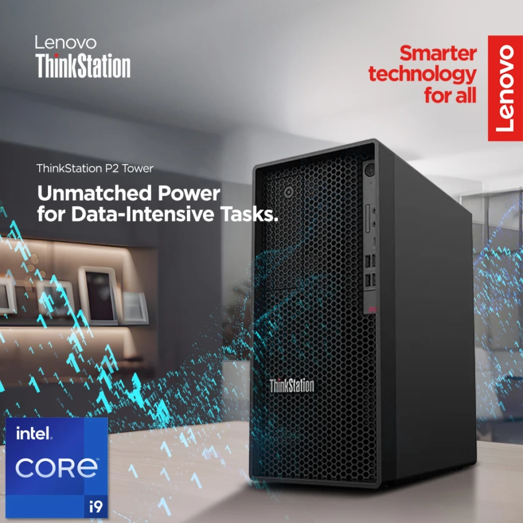 محطة عمل Lenovo ThinkStation P2 Tower (2024) من الجيل الرابع من Intel Core i9 24-Cores أداء لا مثيل له وقيمة لا تقبل المنافسة مع بطاقة رسومية قابلة للترقية وضمان لمدة 3 سنوات - أسود