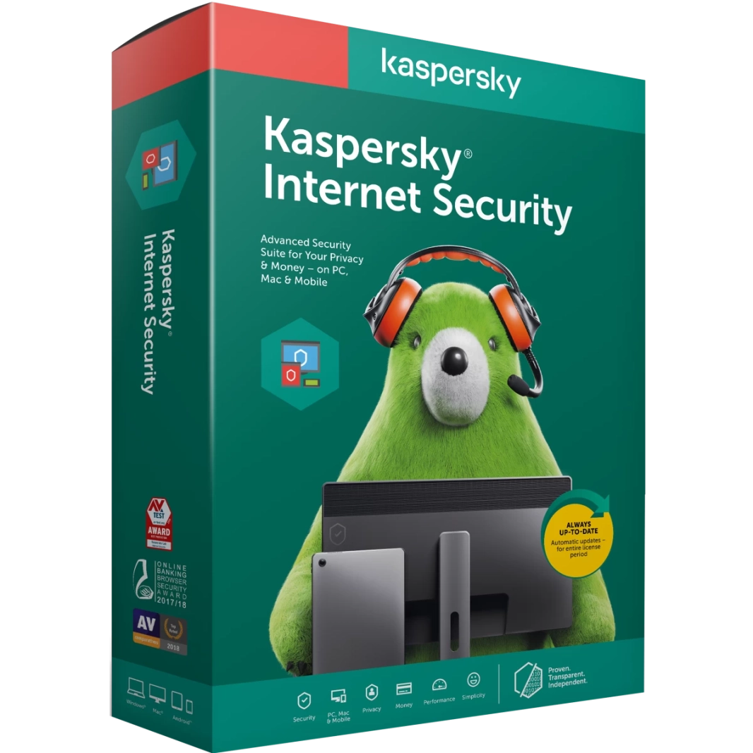 KASPERSKY lab Internet Security (Real-Time Antivirus & Online Payment Protection) For 2 Devices 1 Year