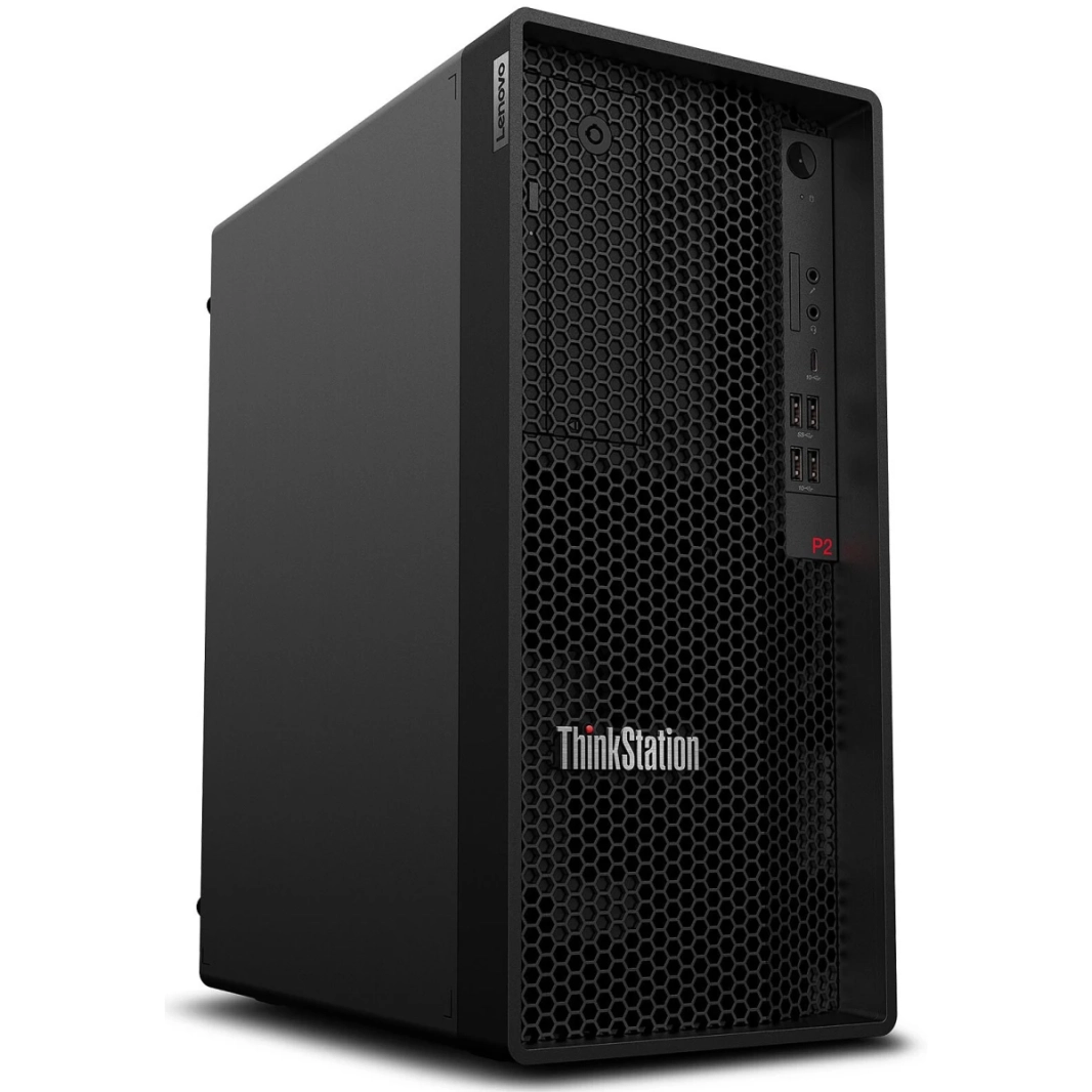 محطة عمل Lenovo ThinkStation P2 Tower (2024) من الجيل الرابع من Intel Core i7 20-Cores أداء لا مثيل له وقيمة لا تقبل المنافسة مع بطاقة رسومية قابلة للترقية وضمان لمدة 3 سنوات - أسود