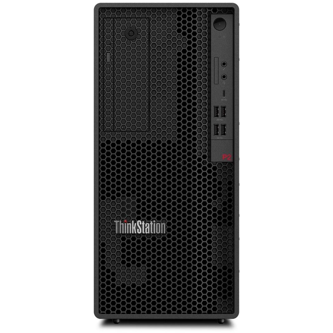 محطة عمل Lenovo ThinkStation P2 Tower (2024) من الجيل الرابع من Intel Core i7 20-Cores أداء لا مثيل له وقيمة لا تقبل المنافسة مع بطاقة رسومية قابلة للترقية وضمان لمدة 3 سنوات - أسود