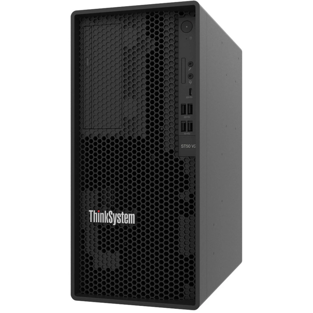 جهاز Lenovo ThinkSystem ST50 V2 Intel Xeon E-2356G بسرعة تصل إلى 5.0 جيجاهرتز وسداسي النواة مع ذاكرة 16 جيجابايت وقرصين صلبين سعة 2 تيرابايت