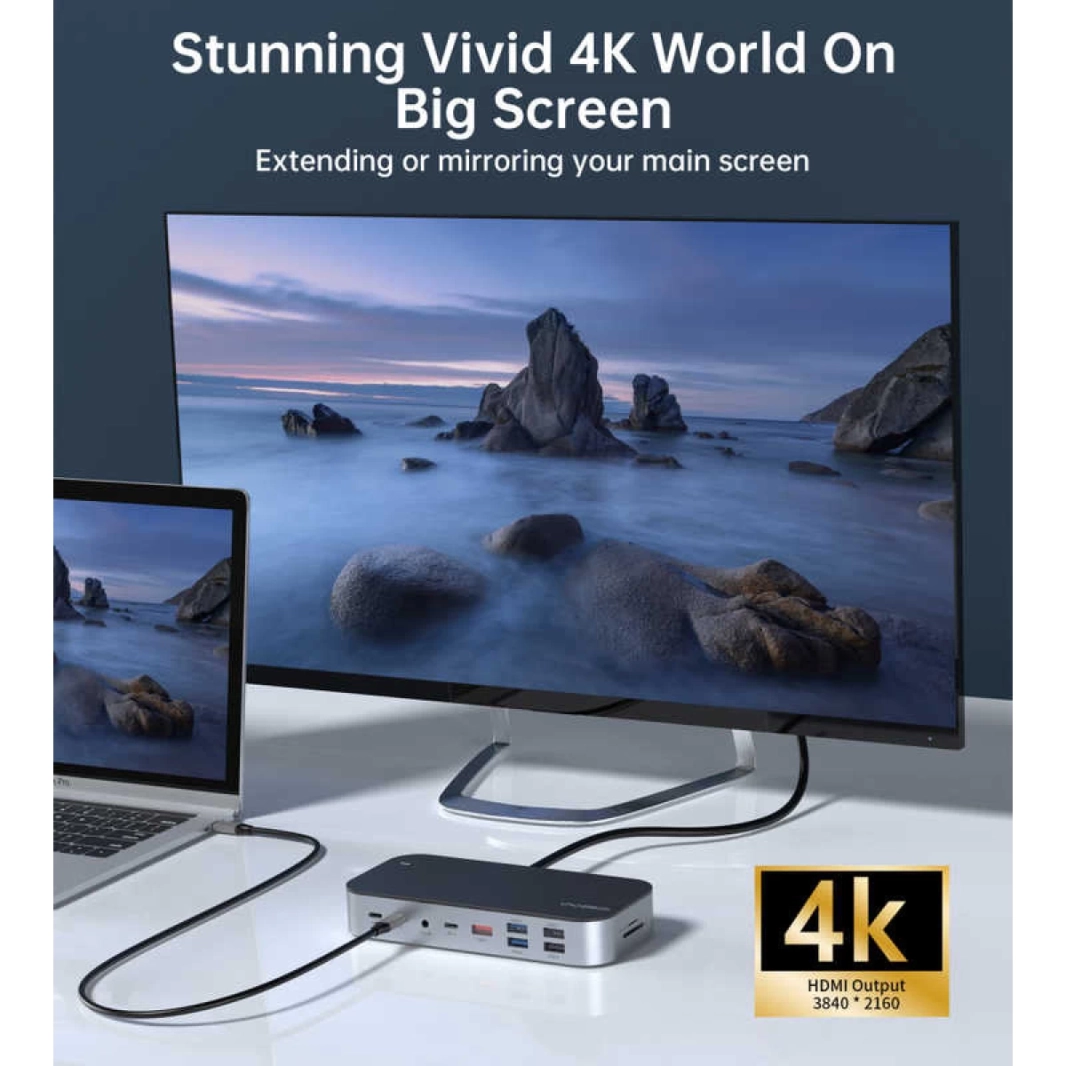 Choetech HUB-M52 15 في 1 محطة إرساء USB C للكمبيوتر المحمول والكمبيوتر المحمول والكمبيوتر اللوحي