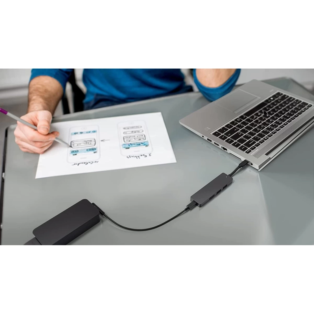HP Elite USB-C Hub with 90w USB-C Port and Charging with USB-A HDMI Ports - Black