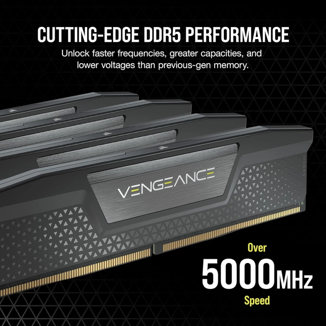 CORSAIR Vengeance 64GB (2 x 32GB) 288-Pin PC RAM DDR5 5200 (PC5 41600) Desktop Memory Model - Black