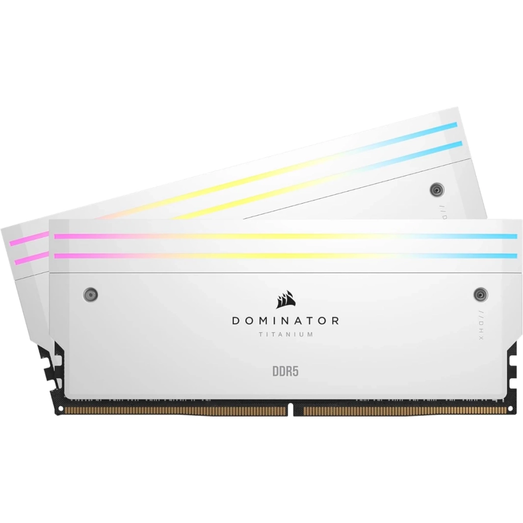 ذاكرة سطح المكتب CORSAIR Dominator Titanium RGB 48GB (2 x 24GB) 288-Pin PC RAM DDR5 6000 (PC5 48000) - أبيض