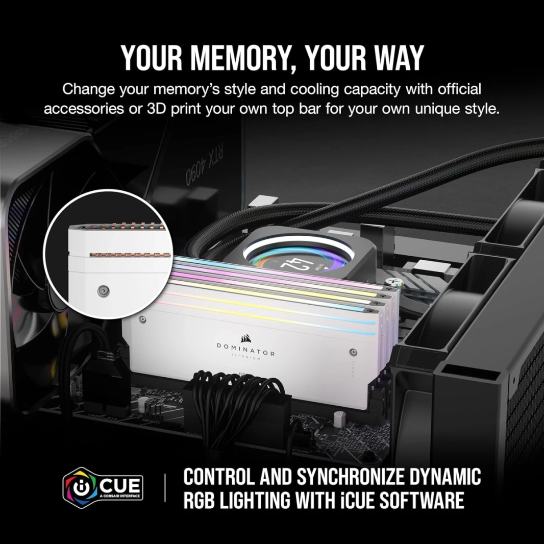 CORSAIR Dominator Titanium RGB 48GB (2 x 24GB) 288-Pin PC RAM DDR5 6000 (PC5 48000) Desktop Memory - White
