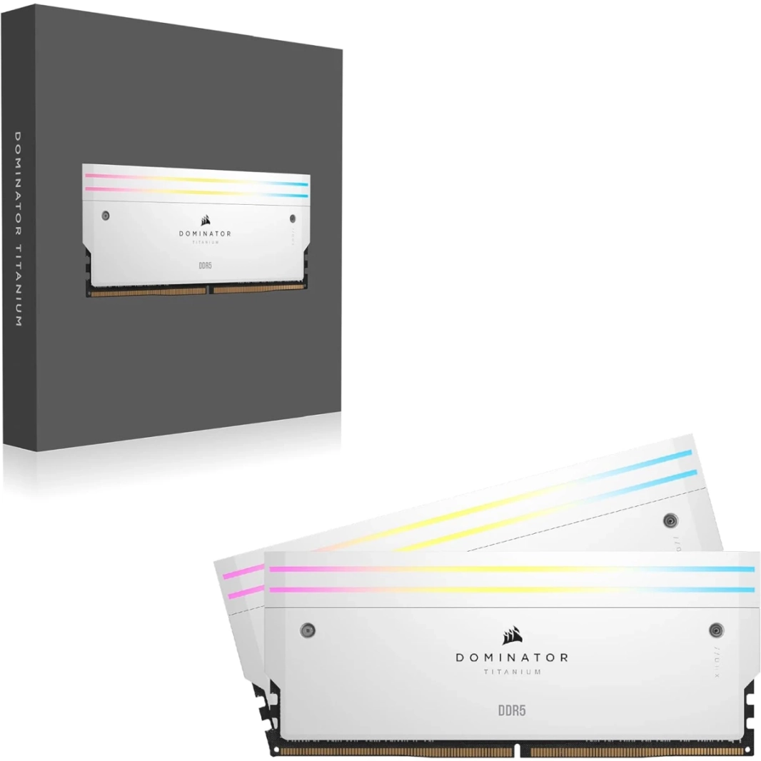CORSAIR Dominator Titanium RGB 48GB (2 x 24GB) 288-Pin PC RAM DDR5 6000 (PC5 48000) Desktop Memory - White
