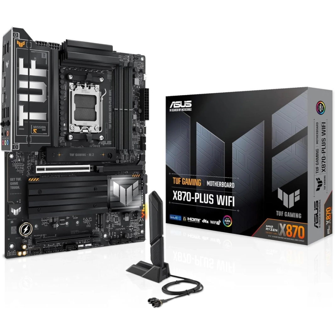 لوحة ASUS TUF Gaming X870-Plus WIFI 7 AMD X870 AM5 ATX 4x M.2 Slots DDR5 USB 3.2 Gen 2x2 Type-C® USB4® Header & 2.5Gb Ethernet