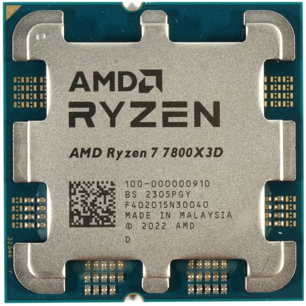 معالج AMD RYZEN 7 7800X3D ثماني النواة بسرعة 4.2 جيجاهرتز (5.0 جيجاهرتز كحد أقصى) وذاكرة تخزين مؤقتة 96 ميجابايت AM5 لسطح المكتب، علبة