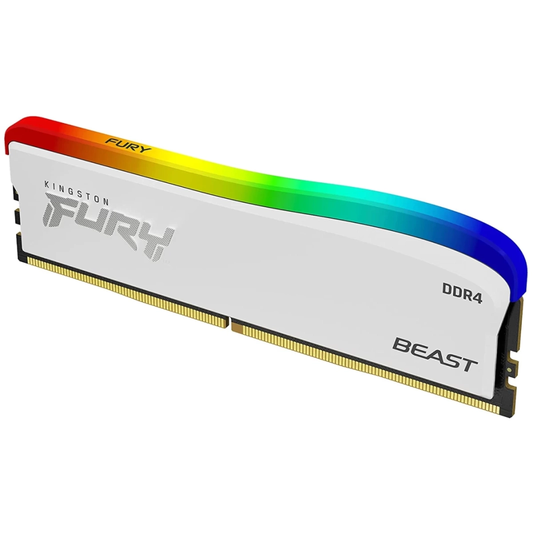ذاكرة وصول عشوائي Kingston FURY Beast RGB سعة 16 جيجابايت (1 × 16 جيجابايت) بسرعة 3600 ميجاهرتز DDR4 إصدار خاص - أبيض