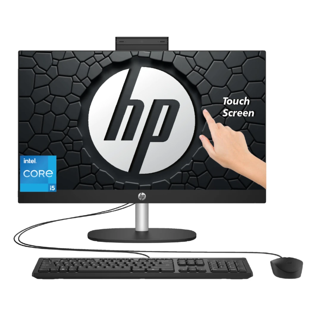 كمبيوتر HP All-in-One AIO 24-cr0028ne Intel® Core™ i5-1335U حتى 4.6 جيجاهرتز 16 جيجابايت DDR4 شاشة لمس IPS مقاس 23.8 بوصة FHD - أسود