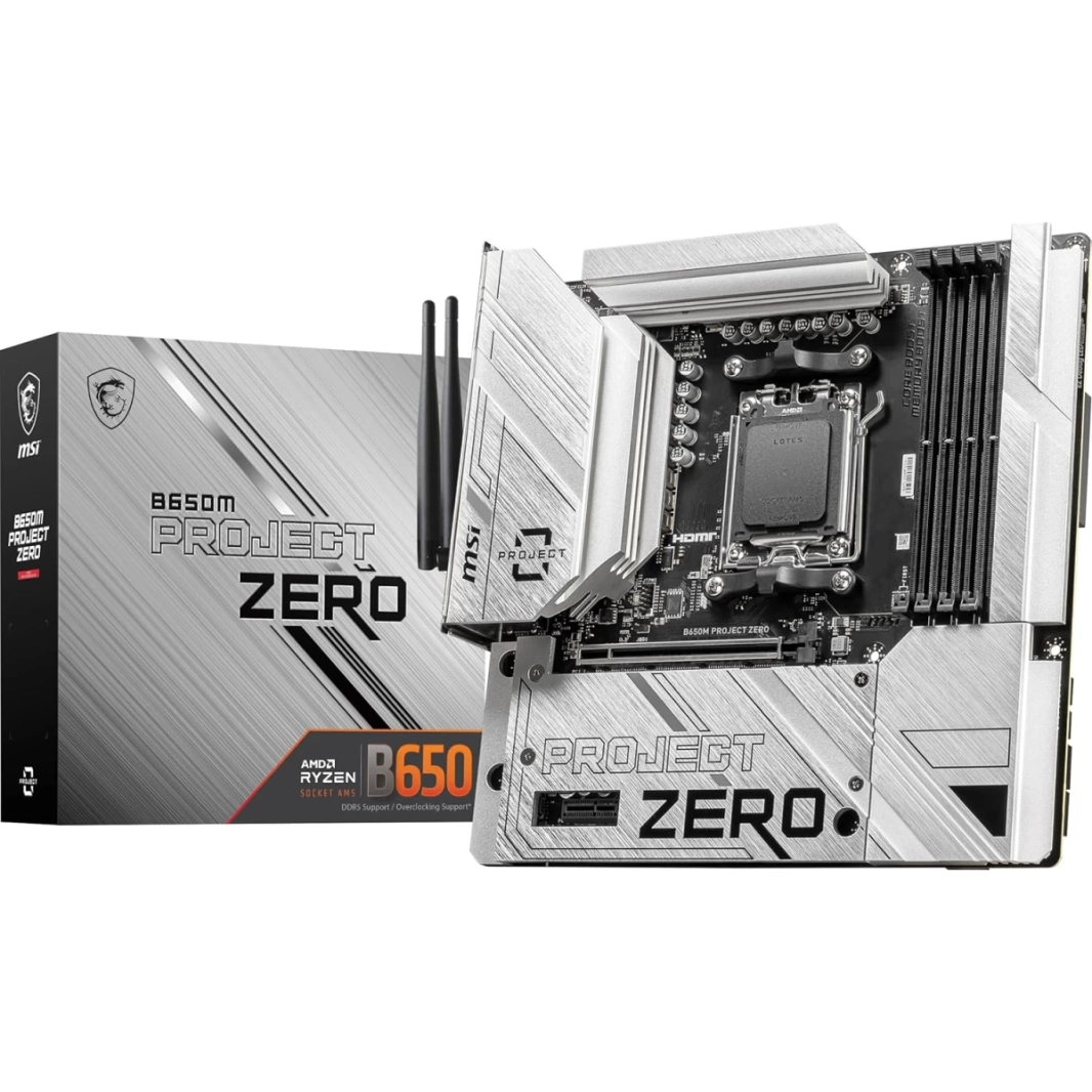 لوحة MSI B650M PROJECT ZERO مع Wi-Fi 6E وBluetoothAM5 وAMD B650 وRyzen 7000 DDR5 و2x M.2 mATX وتصميم Back Connect