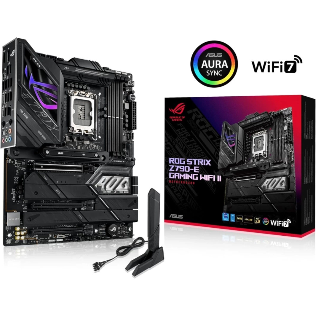 لوحة أم ASUS ROG Strix Z790-E WIFI II للألعاب WiFi 7 Intel من الجيل الثالث عشر والرابع عشر PCIe 5.0 DDR5 Thunderbolt 4 تدعم حتى 5xM.2