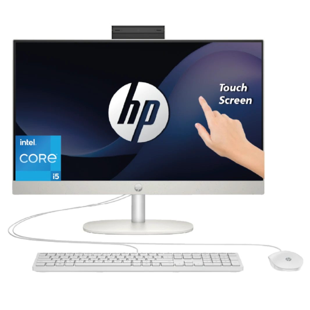 كمبيوتر HP All-in-One AIO 24-cr0027ne Intel® Core™ i5-1335U حتى 4.6 جيجاهرتز 16 جيجابايت DDR4 شاشة تعمل باللمس IPS مقاس 23.8 بوصة FHD