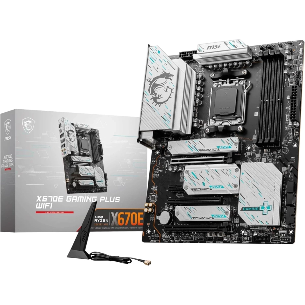 لوحة أم MSI X670E GAMING PLUS WIFI 6E AM5 DDR5 ATX تدعم معالجات AMD Ryzen 7000 Series PCIe 5.0 x16 3x M.2 Gen5
