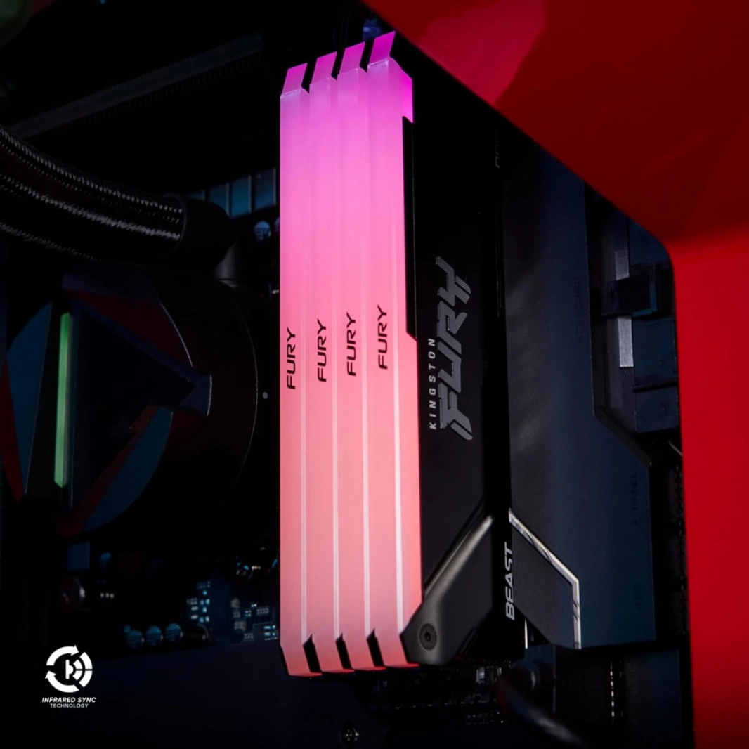 ذاكرة الوصول العشوائي Kingston FURY Beast RGB سعة 8 جيجابايت (1 × 8 جيجابايت) بسرعة 3600 ميجاهرتز DDR4