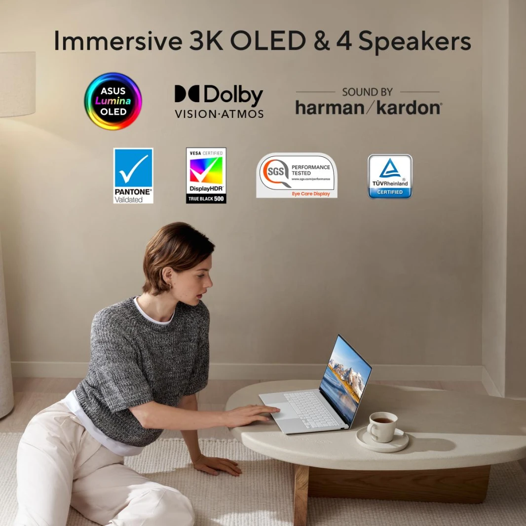 كمبيوتر محمول ASUS Zenbook S 14 OLED معالج Intel Core™ Ultra 7 256V Series 2 Intel® Arc™ Graphics 14" 3K OLED 120Hz مع جراب وقلم