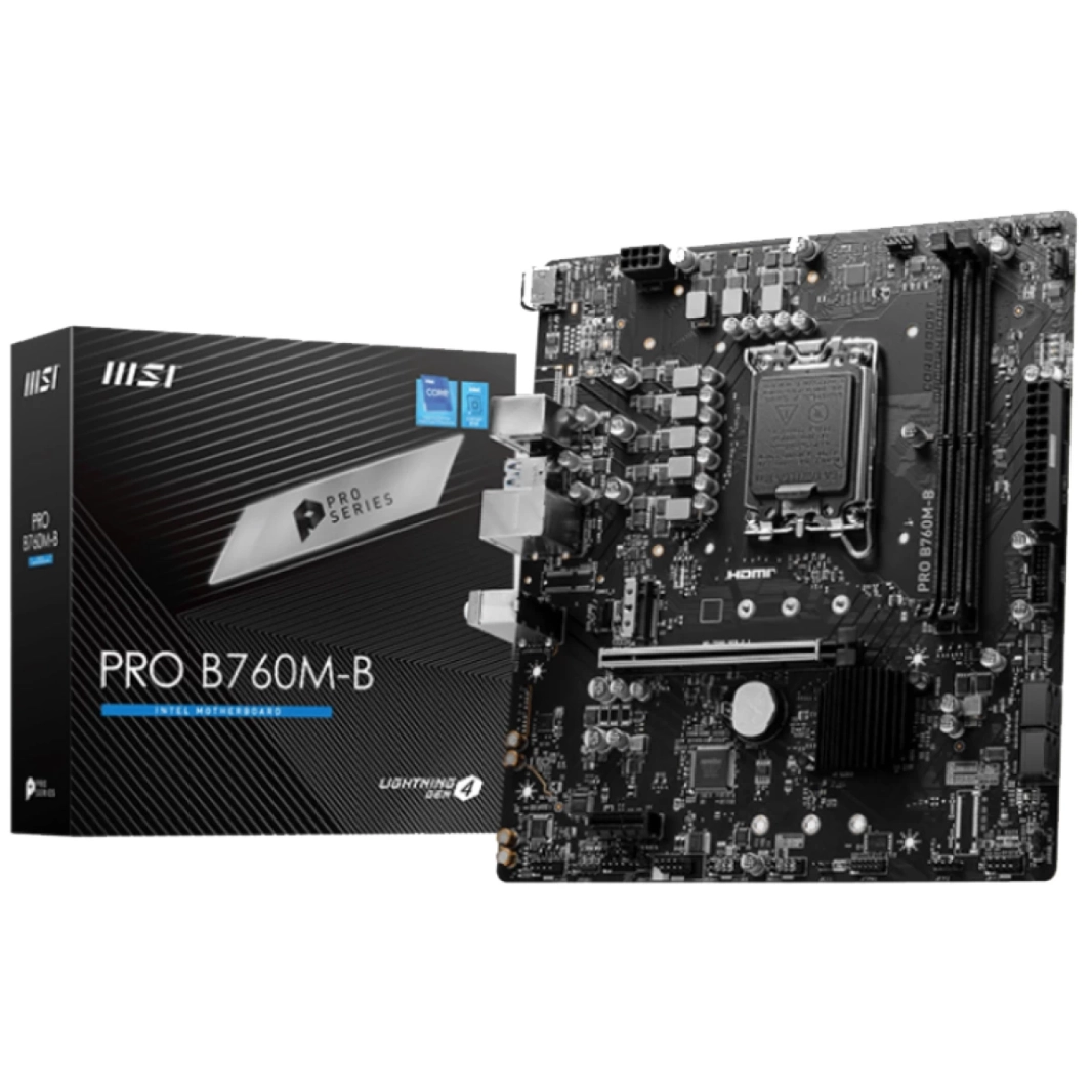 لوحة أم MSI PRO B760M-B DDR5 Intel من الجيل الرابع/الثالث عشر PCIe 4.0 DDR5 1xM.2 Gen4 x4 PCIe 4.0